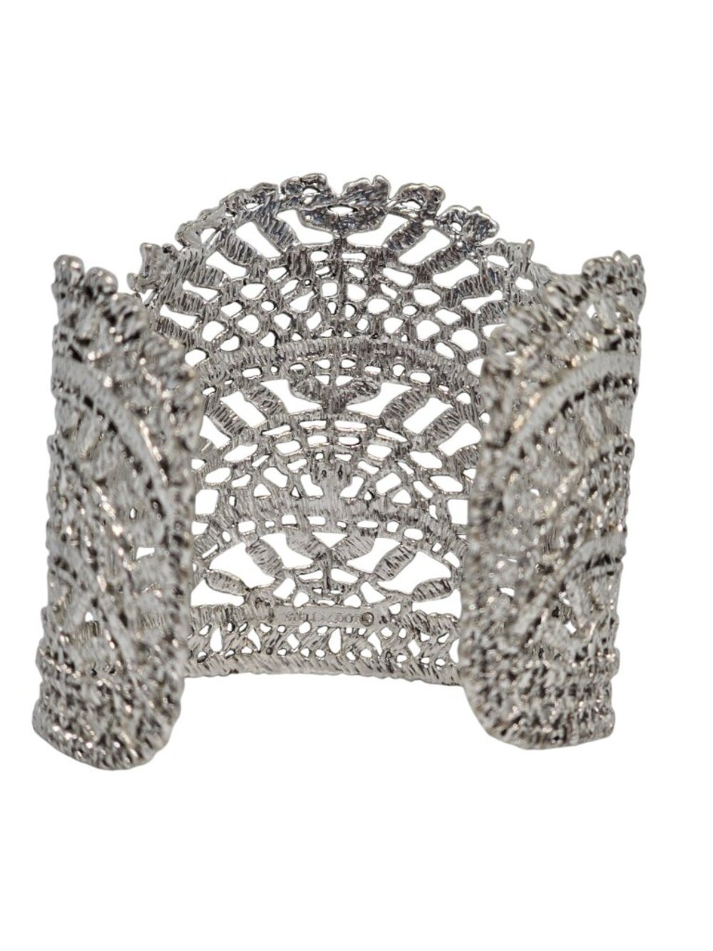 Stella & Dot Silver Tone Filigree Wide Cuff Bracelet Boho Statement Lace - Picture 4 of 7